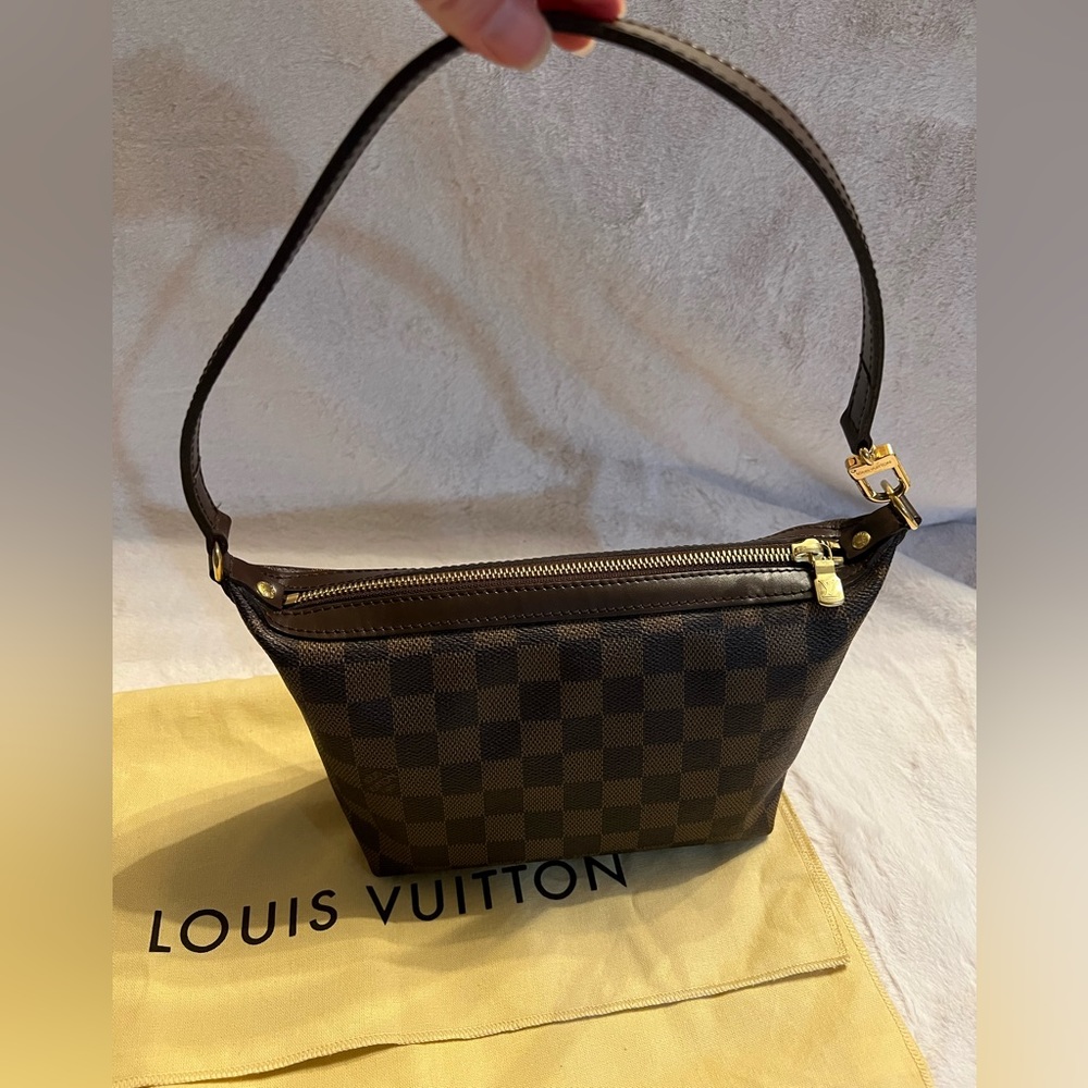 Louis Vuitton Brown Damier Ebene Mini Shoulder Bag with Gold Hardware